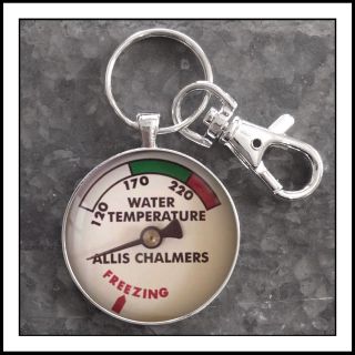 Allis Chalmers Vintage Temperature Gauge Photo Keychain Tractor Key Chain