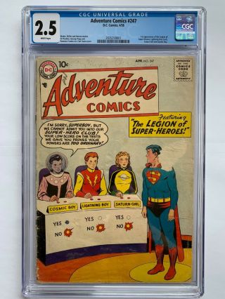 Adventure Comics 247,  2.  5 Cgc White Pages Key Issue 1st App Legion Heroes