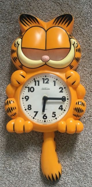 Vintage Rare Sunbeam 1978 1981 Garfield Wall Clock As - Is