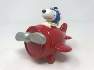 Vintage Peanuts Snoopy Flying Ace Airplane Schmid Figure Ceramic Music Box 1985