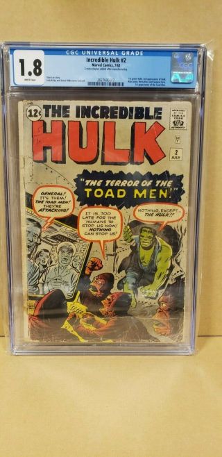 The Incredible Hulk 2 (1962) Cgc 1.  8 (stan Lee,  Jack Kirby,  Steve Ditko)