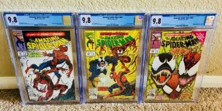 All Cgc 9.  8 Spider - Man 361 362 363 1st Appearance Of Carnage Venom Movie