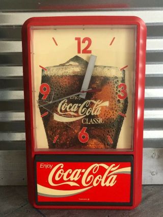 Vintage Coca Cola Classic Coke Clock Battery Look Advertising