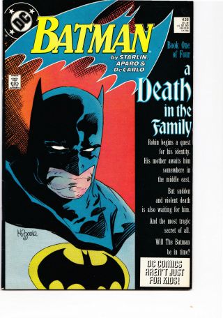 Batman 426 1986 Very Fine Book 1 Of 4 " A Death In The Family "