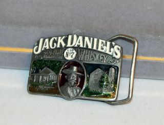 Jack Daniels Old Time Whiskey No 7 Enamel Belt Buckle A - 190 From 1989
