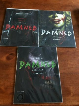 Dc Black Label Batman Damned 1 - 3 Complete Series 1st Printing Bagged & Boarded