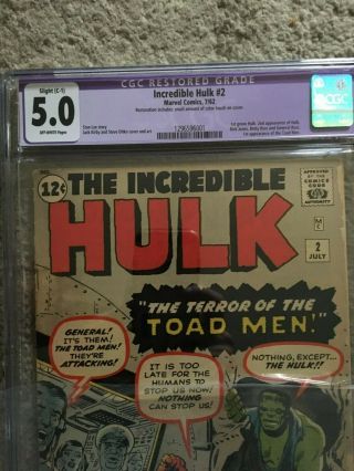 Incredible Hulk 2 1962 CGC 5.  0 OW pages 1st Green Hulk Grail Book Case A, 3