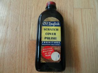 Vintage Old English Furniture Scratch Cover Polish Glass Bottle - Almost Full