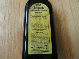 Vintage Old English Furniture Scratch Cover Polish Glass Bottle - Almost Full 3