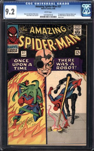 Spiderman 37 Cgc 9.  2 - White Pages 1st App.  Norman Osborn