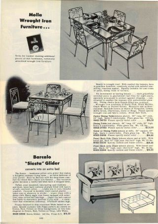1953 Advert Molla Wrought Iron Heywood Wakefield Patio Furniture Sunny Ashcraft