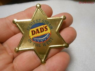 Vintage Dads Root Beer Fastest Straw In West Metal Badge 2