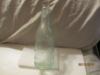 Vintage Wm J Stapleton City Bottling Detroit,  Mich Aqua 7 Oz Bottle