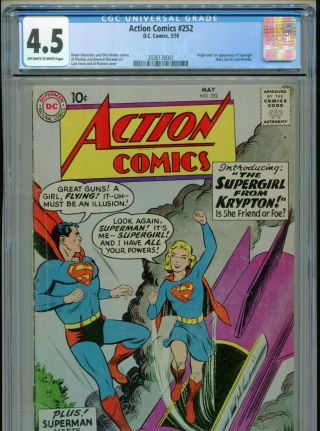 1959 Dc Action Comics 252 1st Appearance & Origin Supergirl Cgc 4.  5 Ow - W Box8