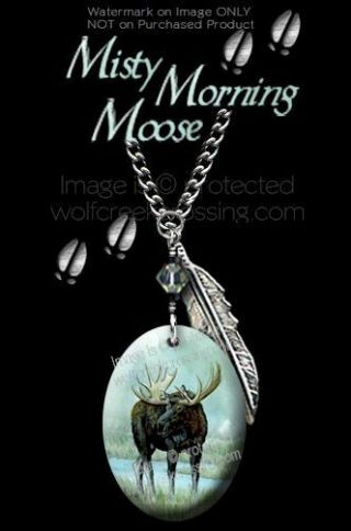 Misty Morning Moose Necklace For Male Or Female Art Wildlife Gift C24