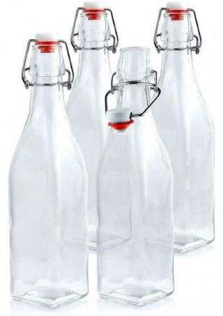 Glass Beer Bottles Swing Top Easy Cap Home Brew Empty Juices Water Party Drinks