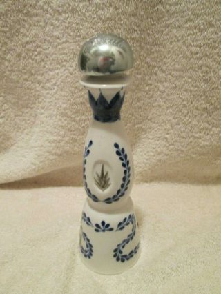 Tequila Clase Azul 1995 Hand Painted Blue White Empty 200ml Bottle 9 " Tall