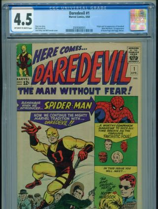 1964 Marvel Daredevil 1 1st Appearance Matt Murdock Foggy & Karen Cgc 4.  5 Ow - W