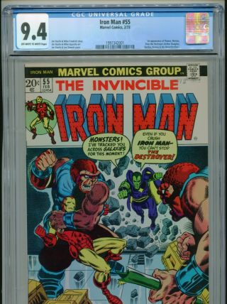 1973 Marvel Iron Man 55 1st Appearance Thanos Cgc 9.  4 Oww Avengers Endgame Box5