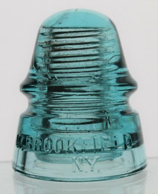 Light Blue W.  Brookfield N.  Y.  Pat’d.  Nov.  13th 1883 Baby Signal Glass Insulator