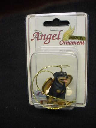 Rottweiler Dog Angel Ornament Hand Painted Resin Figurine Christmas Puppy
