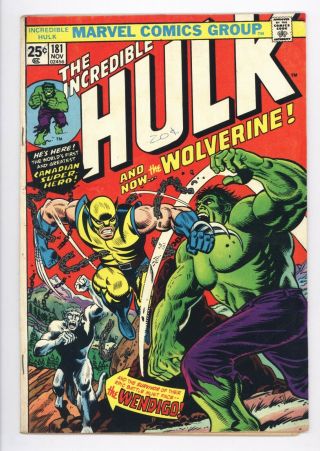 Incredible Hulk 181 Vol 1 Very 1st App Of Wolverine W/ Marvel Stamp