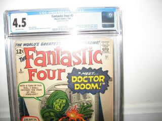 FANTASTIC FOUR 5 (1962) CGC 4.  5 /Unrestored/OW pgs/Origin & 1st Dr.  /Doctor Doom 3