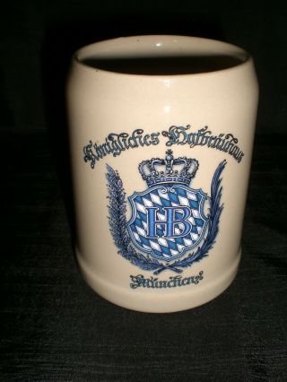Hb Stoneware German Beer Mug Konigliches Hofbrauhaus 0.  25 Liter Ceramic Blue