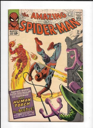 The Spider - Man 21 == Fn/vf Human Torch Marvel 1954 - Missing Pin - Up