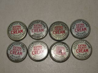 8 Vintage Deerfoot Farms Extra Heavy Cream Newton,  Mass.  Metal Milk Bottle Caps