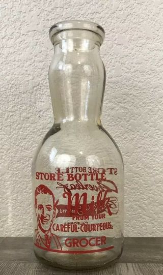Circa 1950 Grocer Milk Bottle California Blue Ribbon Farms Modesto Ca Rare