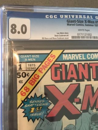 Giant - Size X - Men 1 CGC 8.  0 White Pages 2
