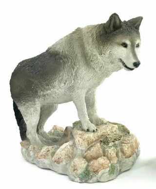 Life Like Living Stone Wolves Wolf Statue Figurine Gray Vintage