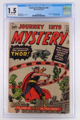 Journey Into Mystery 83 - Cgc 1.  5 Fr/gd Marvel 1962 - Origin & 1st App Thor