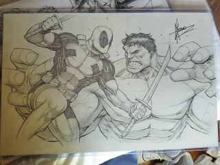 Deadpool Vs Hulk Artwork Dale Keown 11 X 17