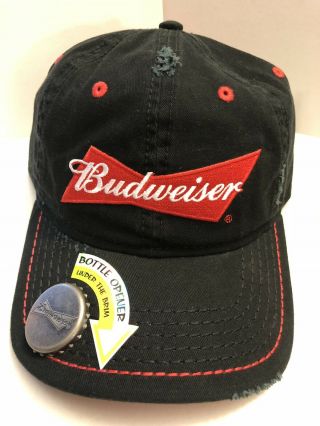 Nwt Budweiser Beer Logo Adult Cap Snapback With Bottle Opener