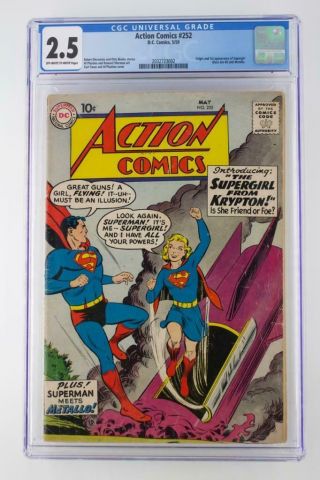 Action Comics 252 - Cgc 2.  5 Gd,  Dc 1959 - Superman - 1st App Supergirl & Metallo