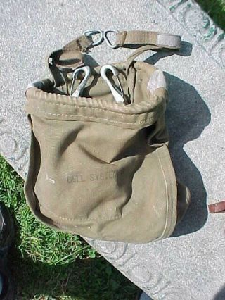 Vintage Bell System Telephone Lineman Splicer Canvas Tool / Ditty Bag