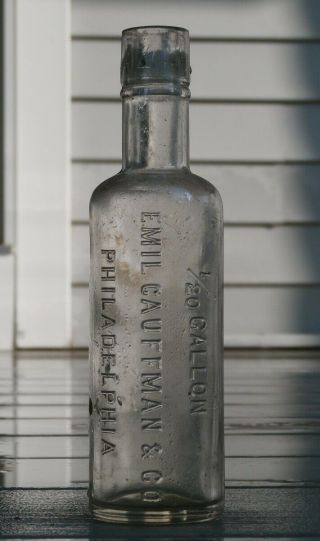 Antique Emil Cauffman & Co.  1/20 Gallon Cylinder Medicine Bottle,  Philadelphia