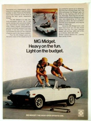 1978 Mg Midget Vintage Print Ad Car Automobile