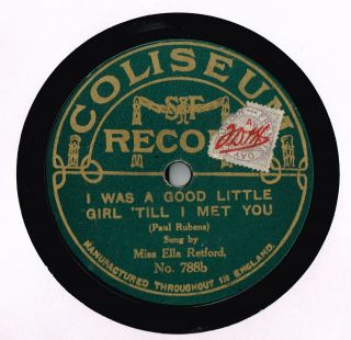 Miss Ella Redford Music Hall 78 I Was A Good Little Girl Till I Met You