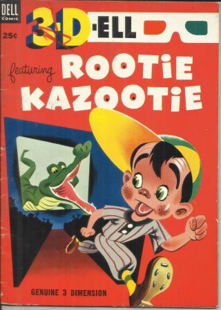 3 - D - Ell Featuring Rootie Kazootie 1 Dell Comic 1953 Fn No Glasses