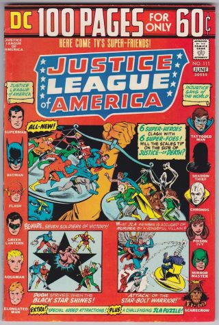 Justice League Of America 111 Vf 8.  0 Flash Aquaman Batman Superman 100 Pages
