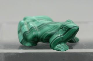 Large Vintage Chinese Hand Carved Frog Made Of Solid Malachite Lovely Grains
