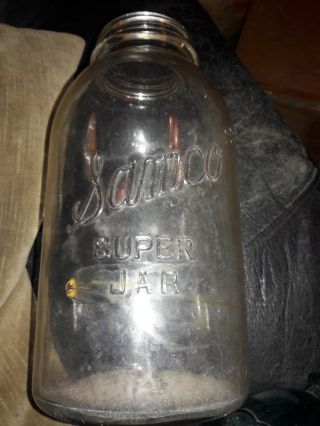 Rare 5 Vintage Clear Glass Samco Mason Fruit Jar 2 Quart 9.  25 "