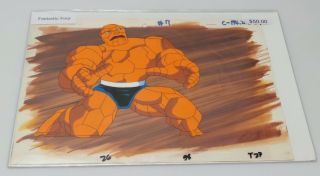 Fantastic Four Animation Cel & Hand Painted Background Of The Thing W/ 9
