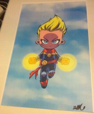 The Mighty Captain Marvel 1 Skottie Young Signed Print Baby Very Rare