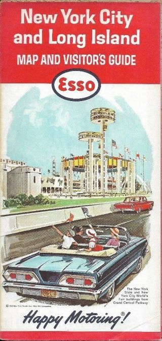 1964 Esso Humble Road Map York City World 