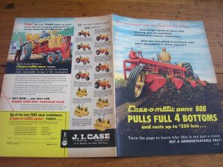Vintage Ji Case Advertising - 400 600 800 Tractors & Case O Matic Drive - 1958