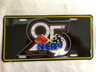 Vintage Ncrs Chevrolet Corvette Club 25th Anniversary License Plate Crossed Flag
